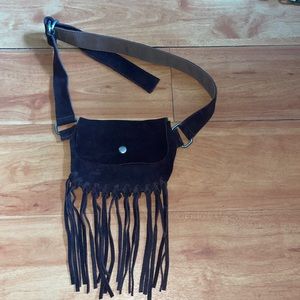 COPY - Vintage fringed suede belt bag, brown.